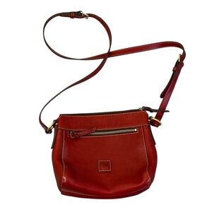 Dooney & Bourke Crossbody Bag Red 100% Leather Florentine Duck Logo Equestrian